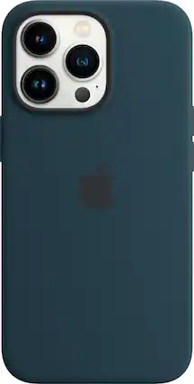 Front. Apple - iPhone 13 Pro Silicone Case with MagSafe - Abyss Blue.