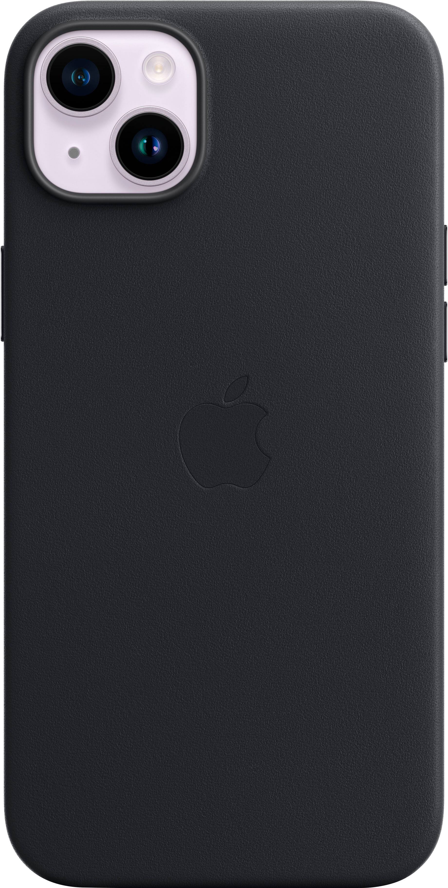 Angle. Apple - iPhone 14 Plus Leather Case with MagSafe - Midnight.