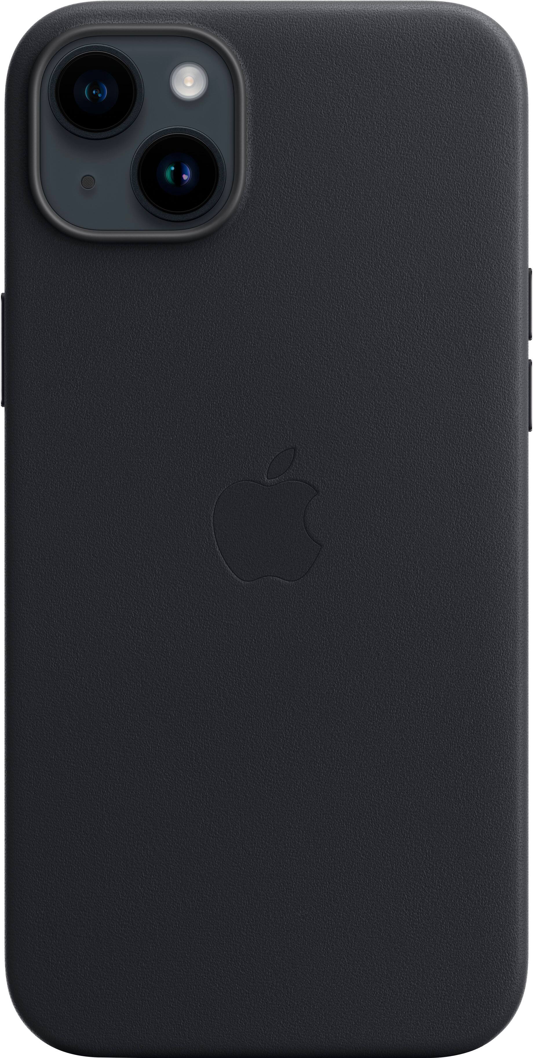 Left. Apple - iPhone 14 Plus Leather Case with MagSafe - Midnight.