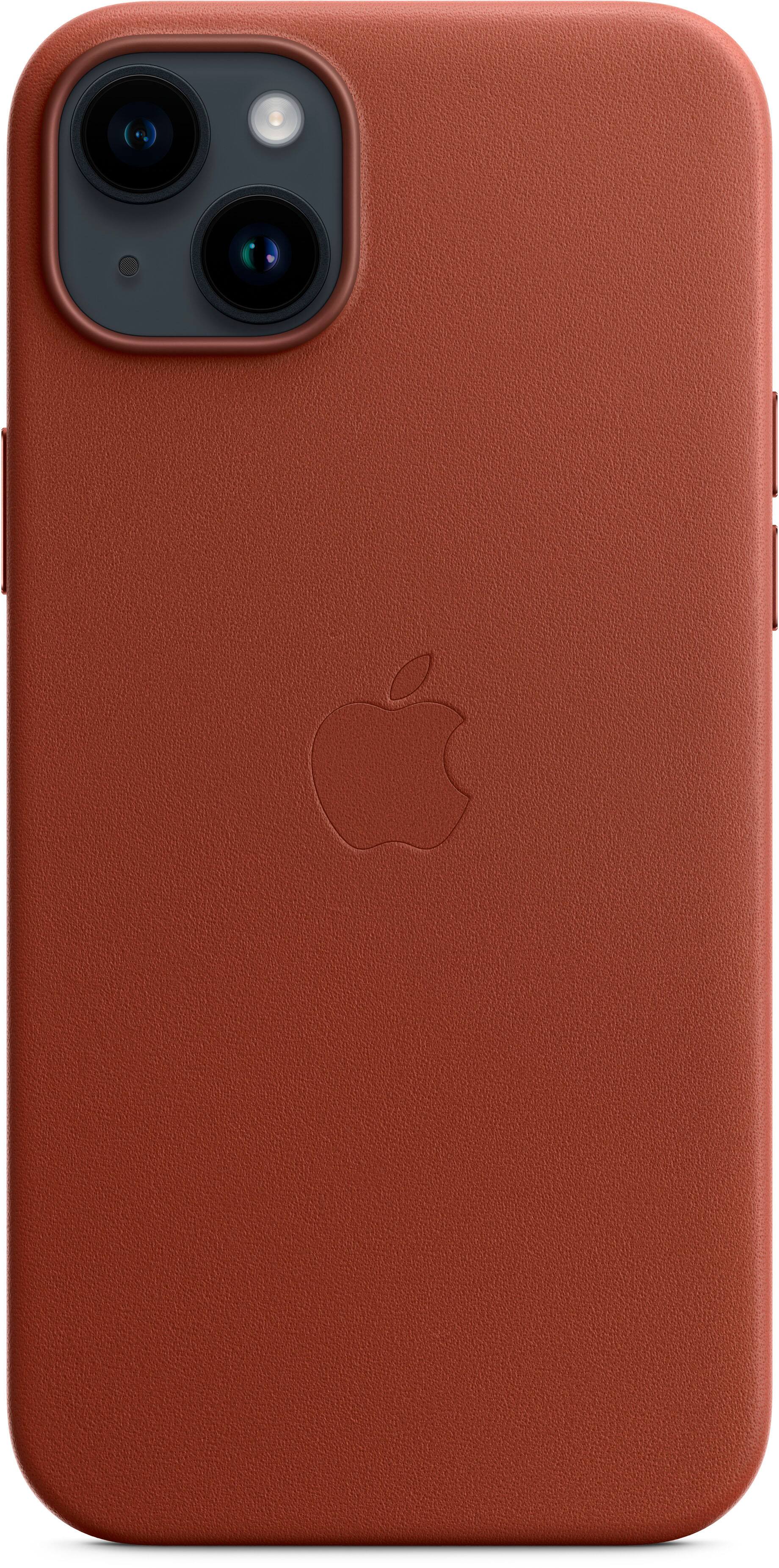 Left. Apple - iPhone 14 Plus Leather Case with MagSafe.