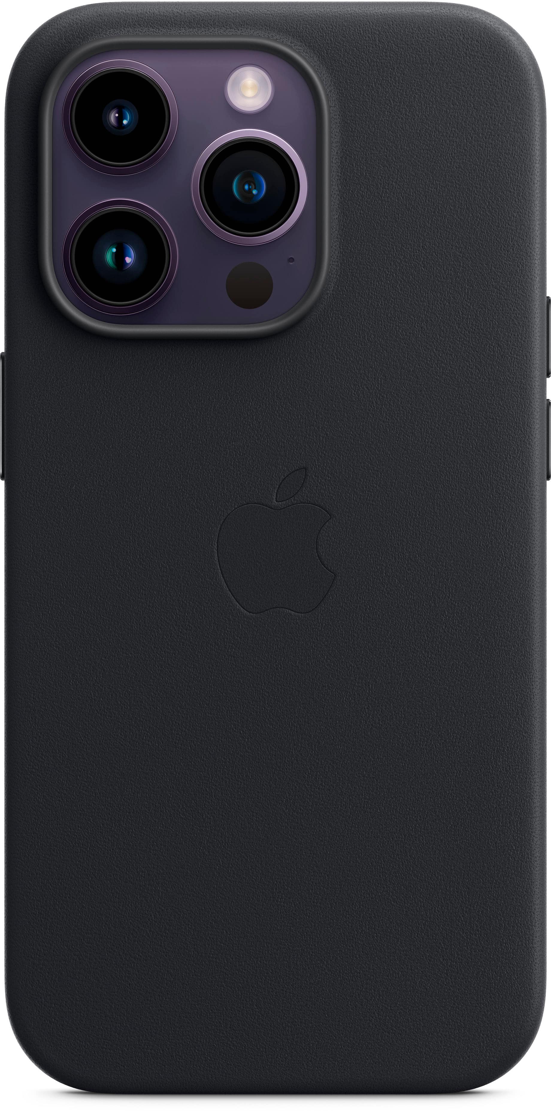 Front. Apple - iPhone 14 Pro Leather Case with MagSafe - Midnight.