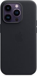 Apple - iPhone 14 Pro Leather Case with MagSafe - Midnight - Front_Zoom