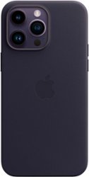 Apple - iPhone 14 Pro Max Leather Case with MagSafe - Ink - Front_Zoom