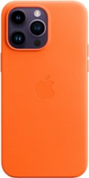 Apple - iPhone 14 Pro Max Leather Case with MagSafe - Orange - Front_Zoom