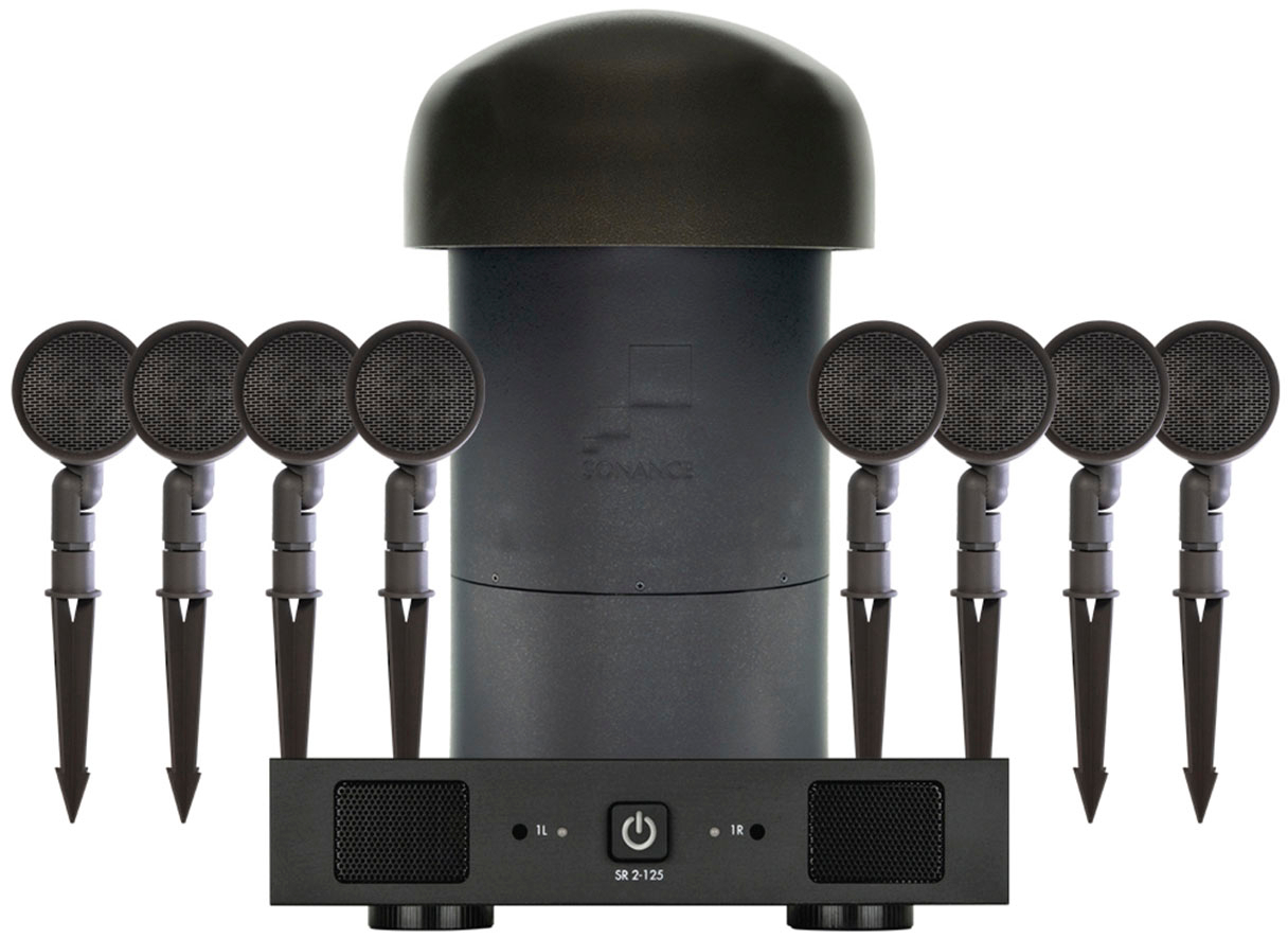 Sonance - Garden Series 8.1-Ch. Outdoor Speaker System with 2-Ch. Amplifier - Dark Brown/Black
