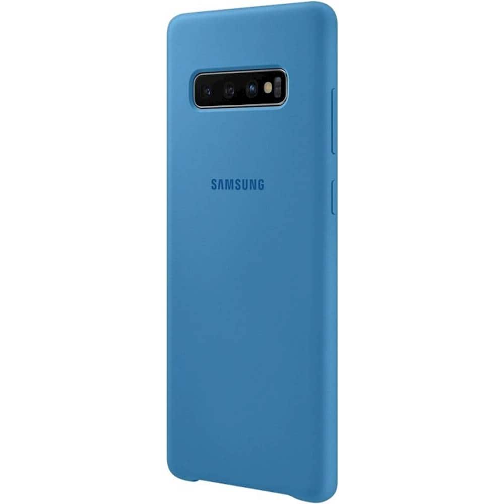 Front. Samsung - Silicone Cover Case for Galaxy S10+ and S10+ (Unlocked) - Blue.