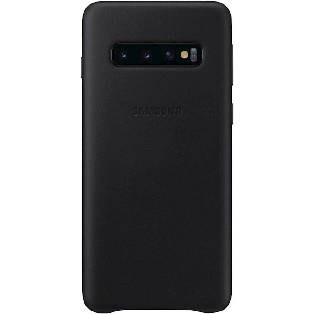 Alt View 1. Samsung - Leather Back Cover Case for Galaxy S10, S10 (Unlocked) and S10 Enterprise Edition - Black.