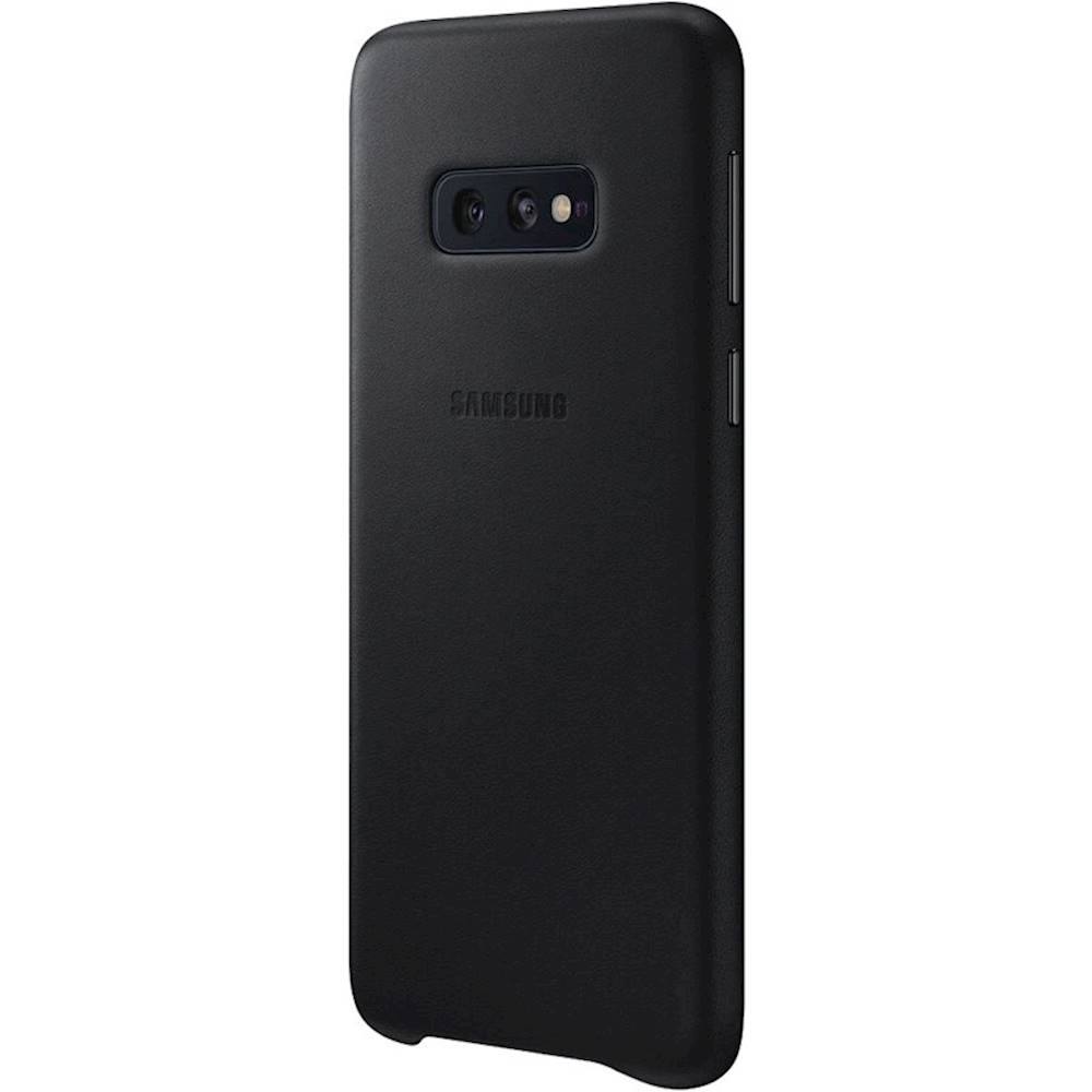Front. Samsung - Leather Back Cover Case for Galaxy S10e, S10e (Unlocked) and S10e Enterprise Edition - Black.