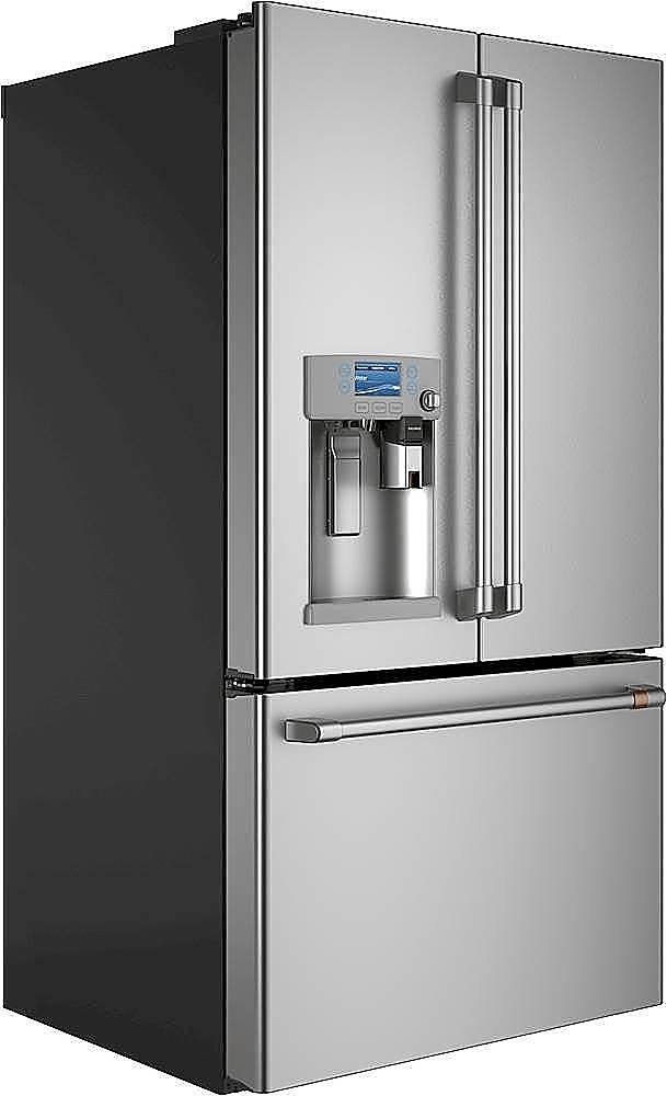 Angle. Café - 27.8 Cu. Ft. French Door Smart Refrigerator with Keurig Brewing System, Customizable - Stainless steel.