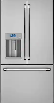 Front. Café - 27.8 Cu. Ft. French Door Refrigerator with Hot Water Dispenser, Customizable - Stainless steel.