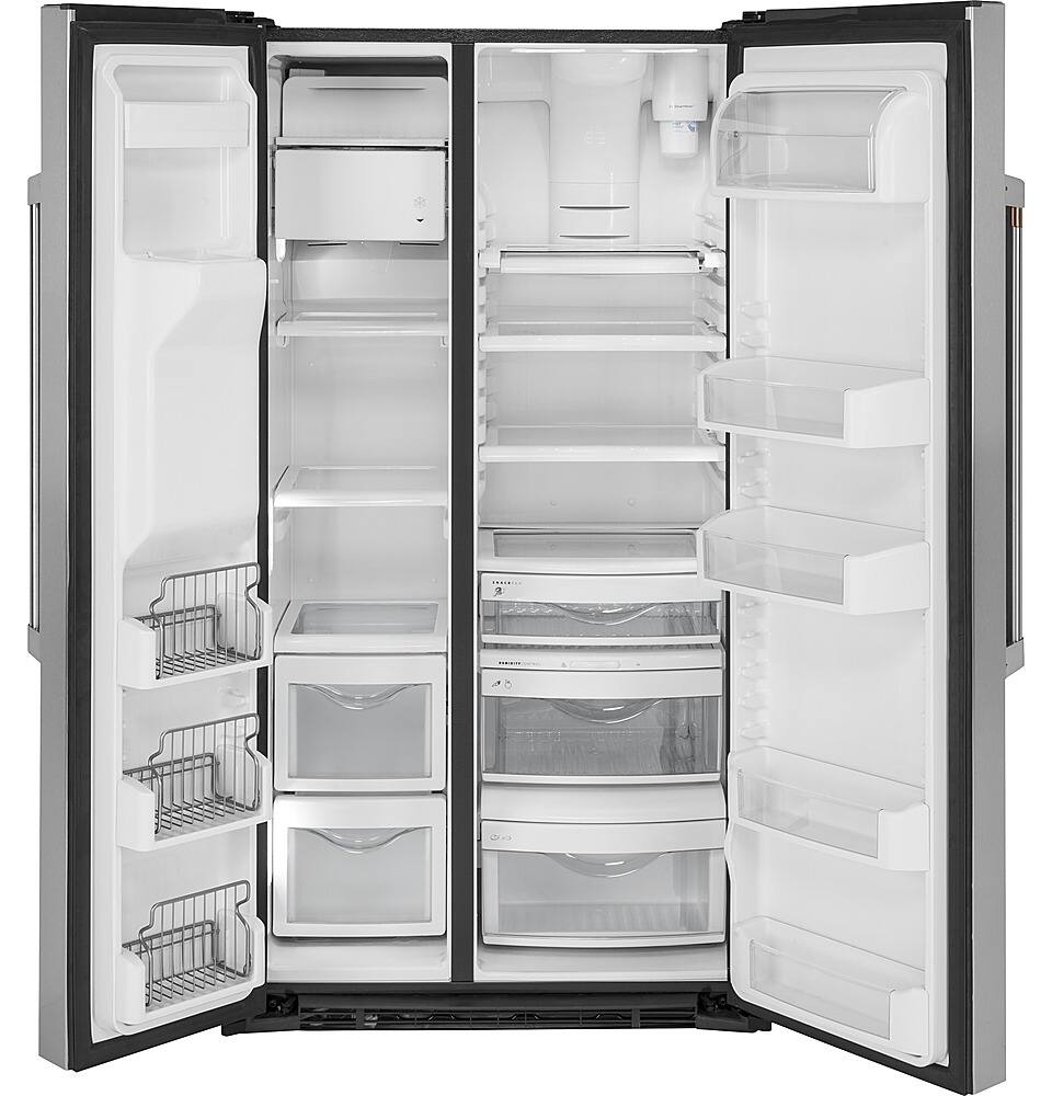 Alt View 3. Café - 21.9 Cu. Ft. Side-by-Side Counter-Depth Refrigerator, Customizable - Stainless steel.