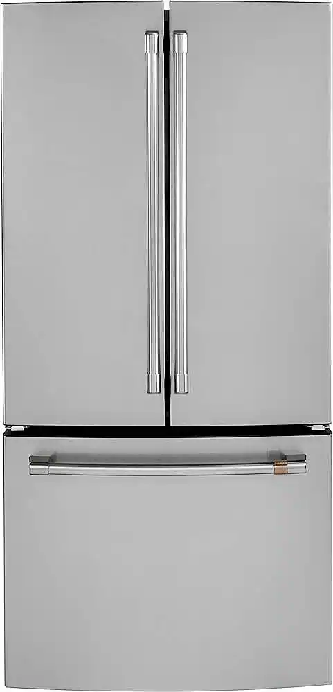 Front. Café - 18.6 Cu. Ft. French Door Counter-Depth Refrigerator, Customizable - Stainless steel.
