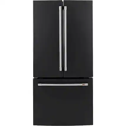 Front. Café - 18.6 Cu. Ft. French Door Counter-Depth Refrigerator, Customizable - Matte Black.