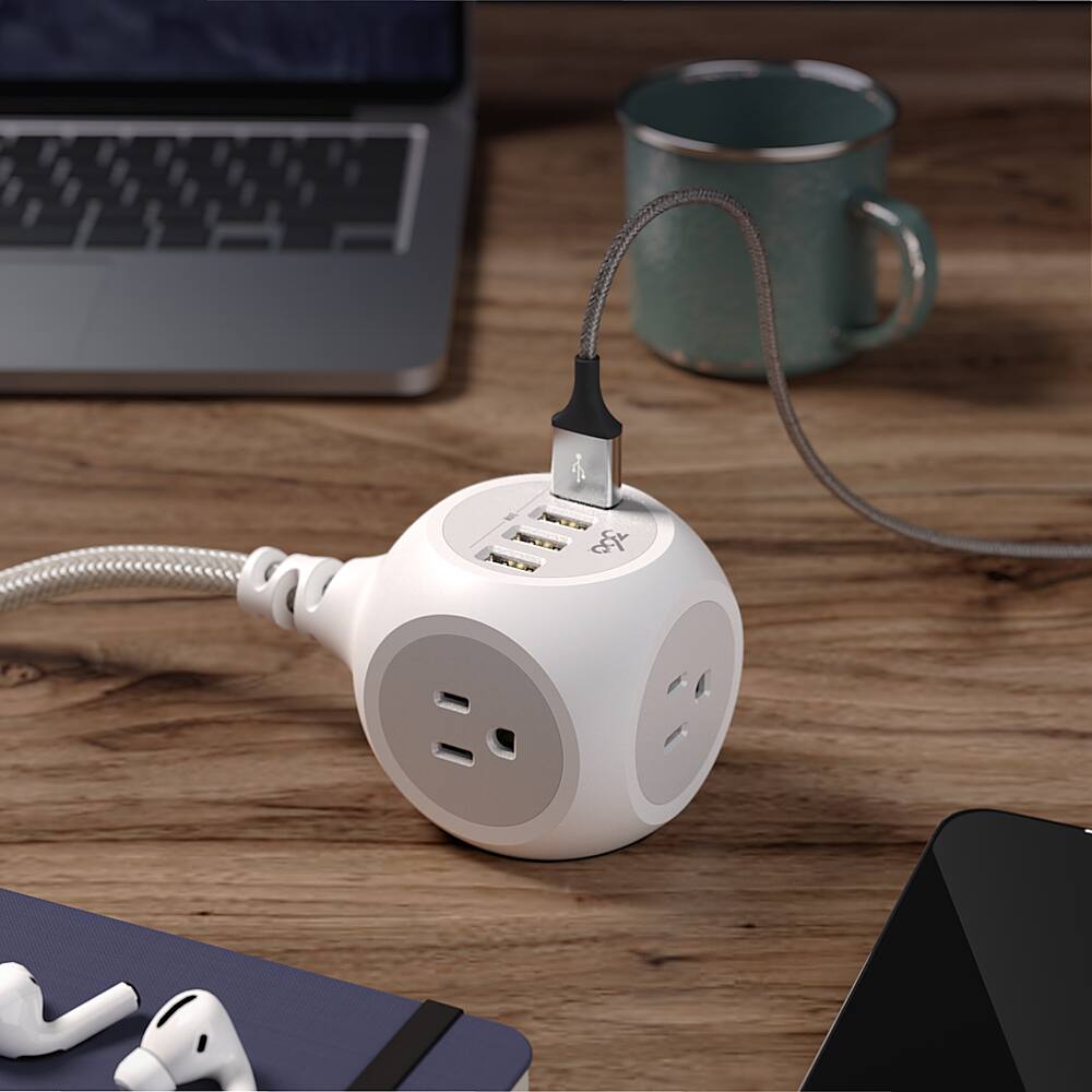 Alt View 15. 360 Electrical - Powerball24 3-Outlet/4-USB Power Strip - Luna Grey.