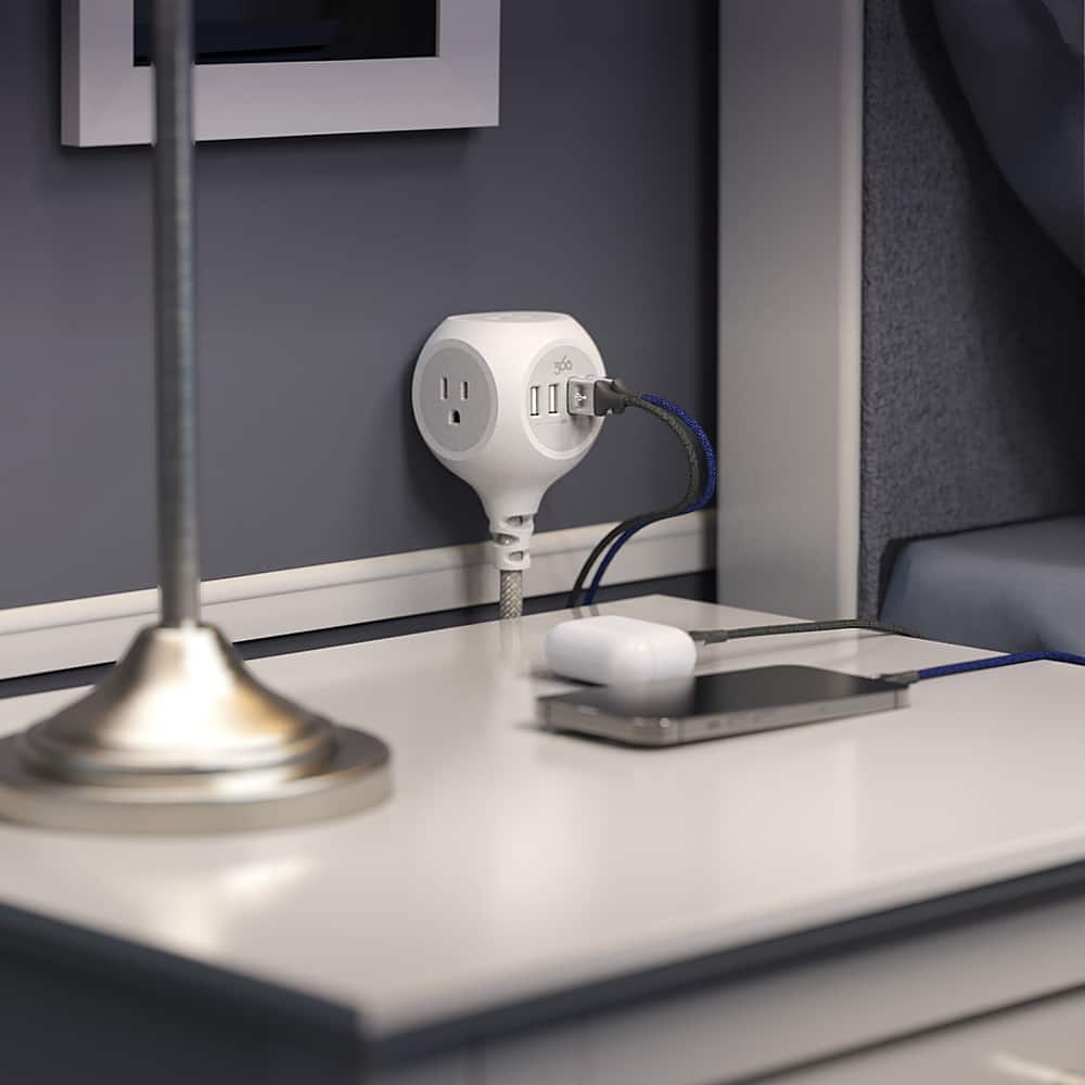 Alt View 16. 360 Electrical - Powerball24 3-Outlet/4-USB Power Strip - Luna Grey.