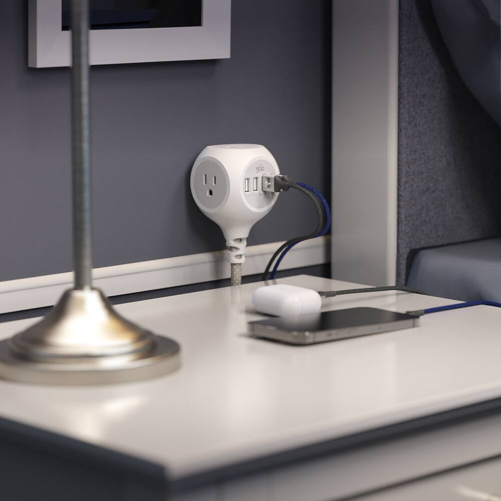 Alt View 16. 360 Electrical - Powerball24 3-Outlet/4-USB Power Strip - Luna Grey.