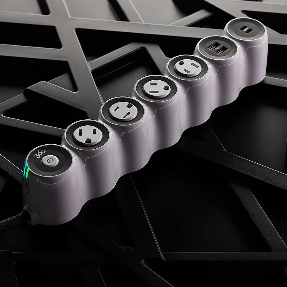 Alt View 15. 360 Electrical - PowerCurve77, 4 Rotating Outlets/2 USB-A and 2 USB-C 1080 Joules Surge Protector - White.