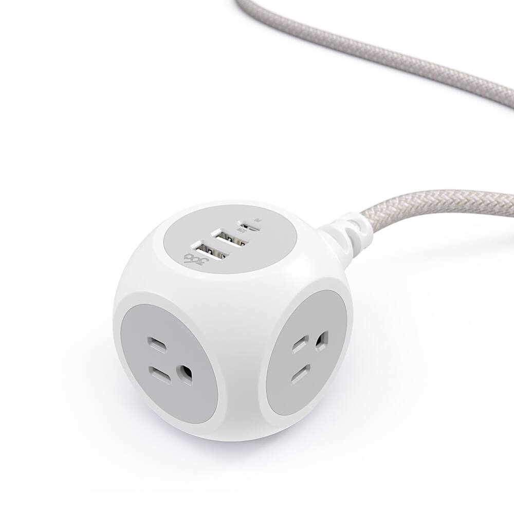 Alt View 12. 360 Electrical - Powerball32 3-Outlet/3-USB Power Strip - Luna Grey.