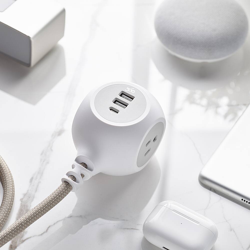 Alt View 14. 360 Electrical - Powerball32 3-Outlet/3-USB Power Strip - Luna Grey.