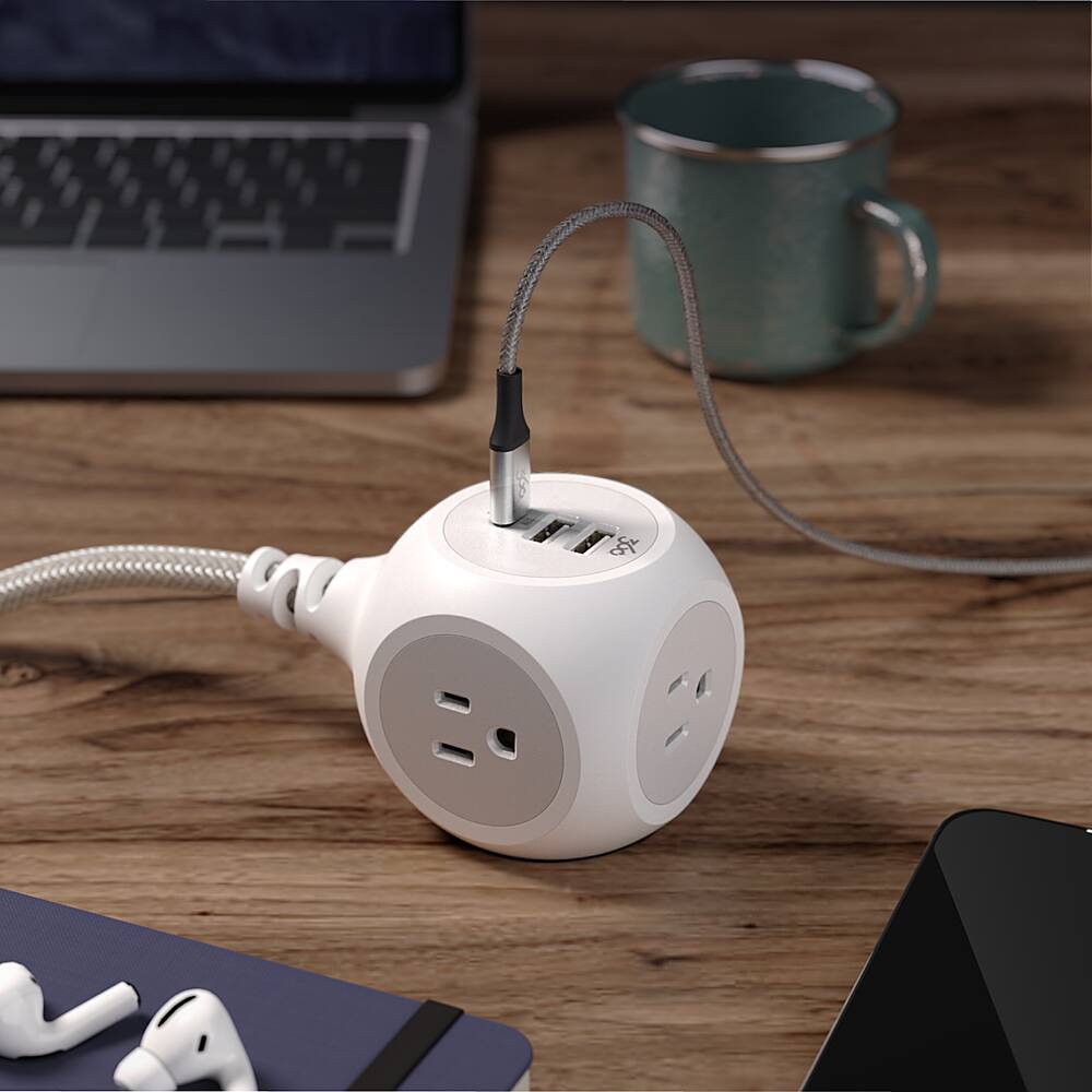 Alt View 15. 360 Electrical - Powerball32 3-Outlet/3-USB Power Strip - Luna Grey.