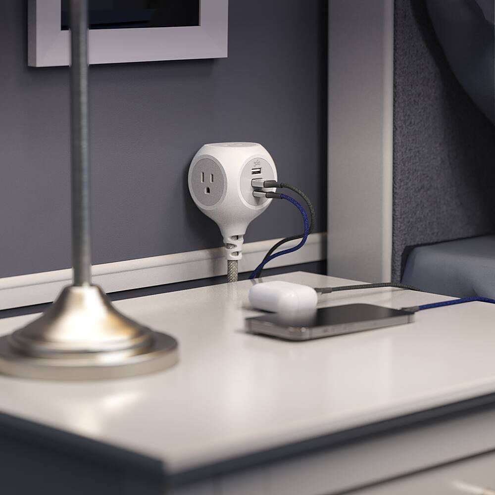 Alt View 16. 360 Electrical - Powerball32 3-Outlet/3-USB Power Strip - Luna Grey.