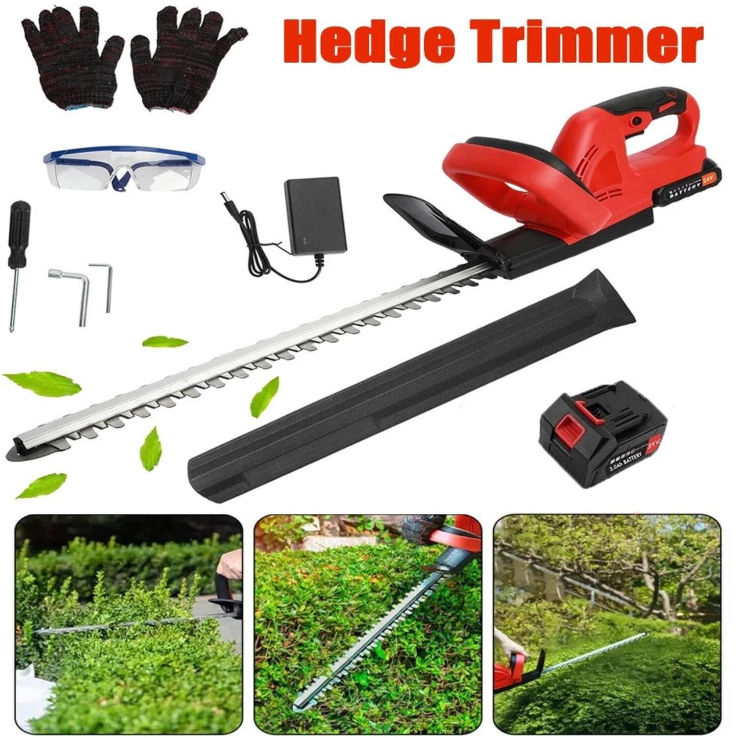 Hedge Trimmer

- Battery: 2.0Ah
- Battery Charger
- Safety Gloves
- Safety Glasses
- Replacement Blade
- Screwdriver
- Blade Mounting Kit