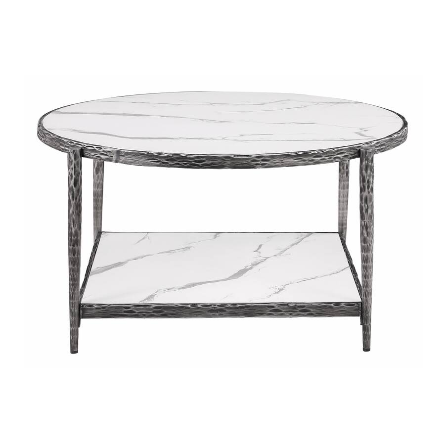 How To Draw Stone Texture Boyel Living 2 Tier Sintered Stone Coffee Table with Textured Metal ...