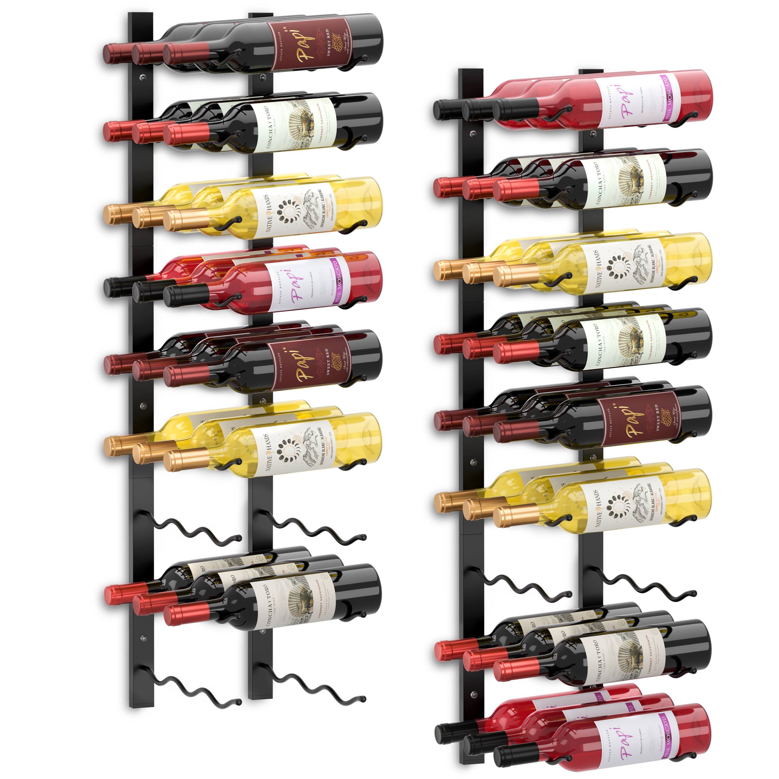 Sorbus Wall Mounted Wine Rack, 27 Bottle Triple Row Holder, 2 Pack ...