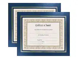 NuDell - Vinyl/Cardboard Certificate Frames, Leatherette 2/Pack - Blue
