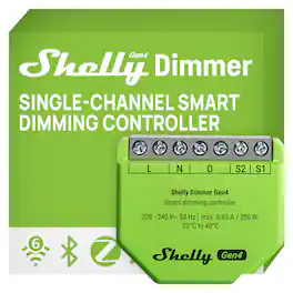 Shelly - Dimmer Gen4 |Smart Dimming Controller | No neutral wire needed | Alexa, Google Home, Smart Things | UL-Certified - Green