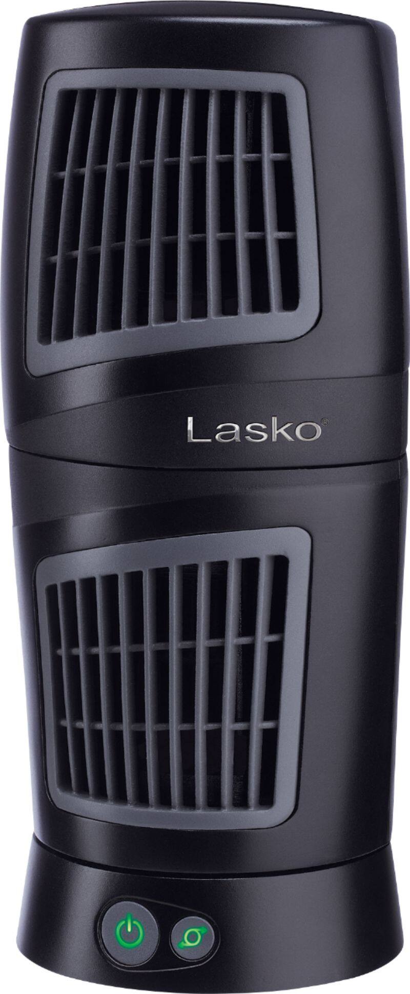 Left. Lasko - 3- Speed Twist-Top Tower Fan - Black.