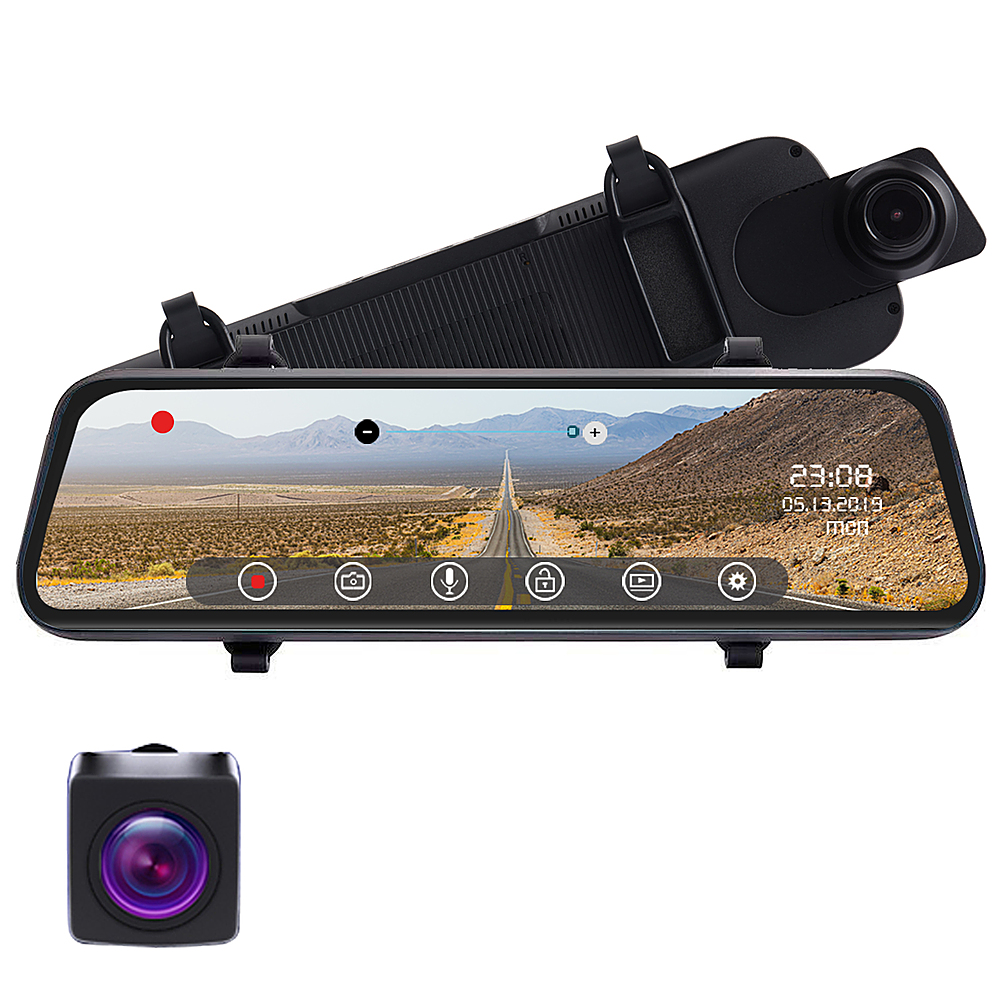 Angle View: Rexing - M1 1296P Mirror Front and Rear Dash Cam - Black