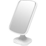 Left. iHome - 7" x 9" LED Vanity Mirror with Built-in Bluetooth Speaker - White.