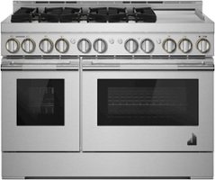 JennAir - RISE 6.3 Cu. Ft. Freestanding Double Oven Gas True Convection Range with Chrome-Infused Griddle - Stainless steel - Front_Zoom