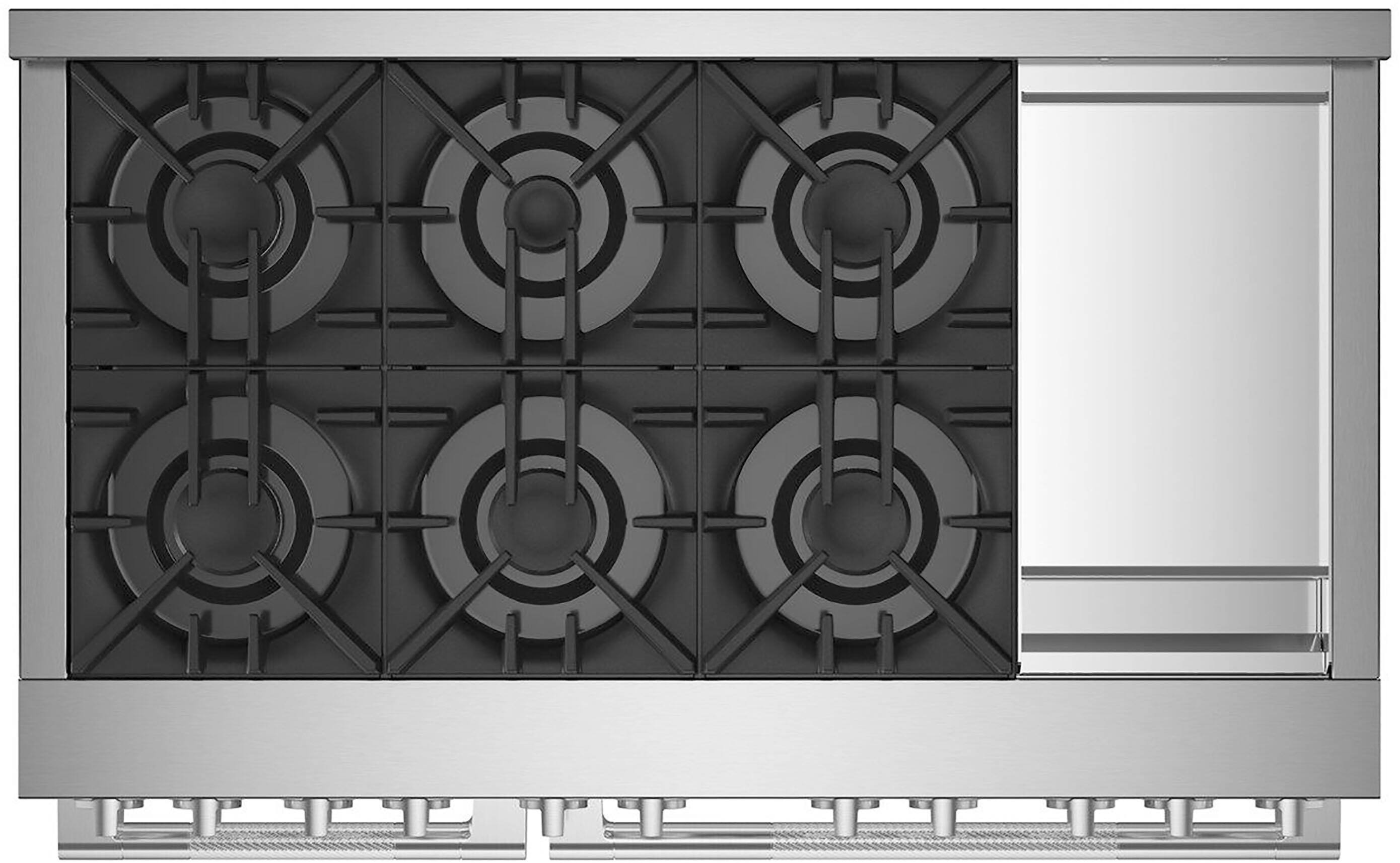 Alt View 20. JennAir - RISE 6.3 Cu. Ft. Freestanding Double Oven Gas True Convection Range with Chrome-Infused Griddle - Stainless steel.