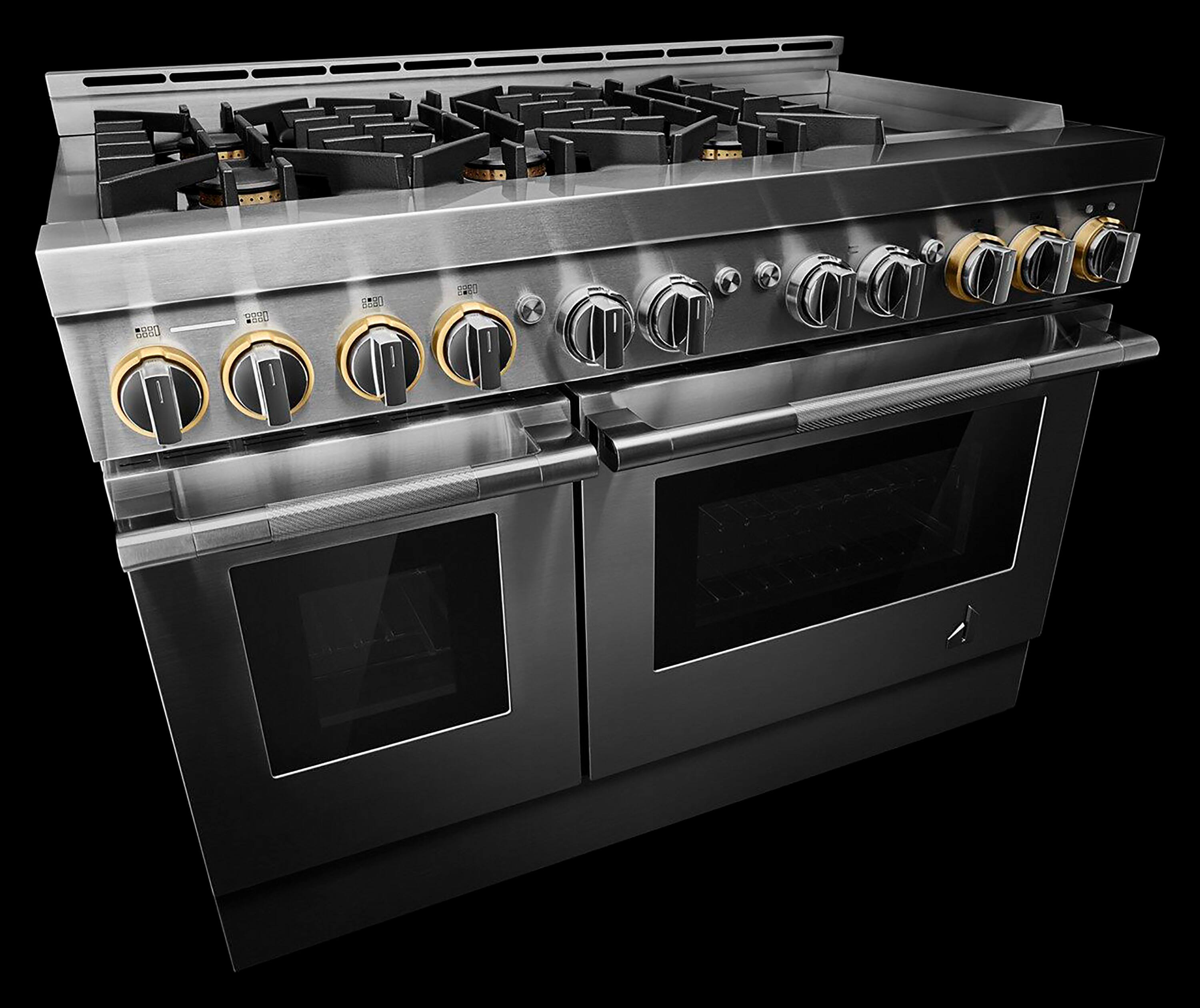 Alt View 21. JennAir - RISE 6.3 Cu. Ft. Freestanding Double Oven Gas True Convection Range with Chrome-Infused Griddle - Stainless steel.