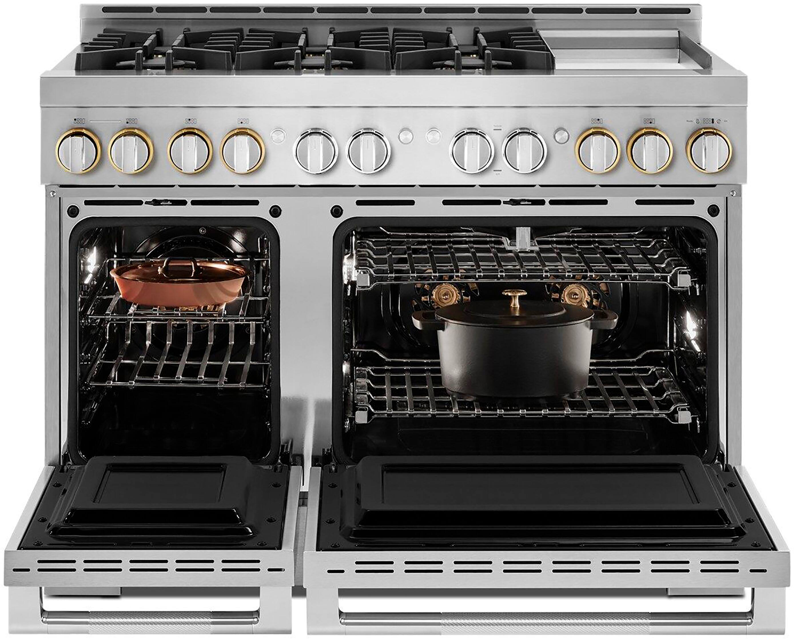 Alt View 24. JennAir - RISE 6.3 Cu. Ft. Freestanding Double Oven Gas True Convection Range with Chrome-Infused Griddle - Stainless steel.