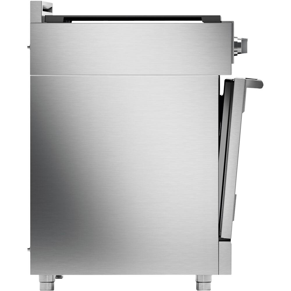 Left View: Fulgor Milano - 4.9 Cu. Ft. Self-Cleaning Freestanding Dual Fuel Convection Range - Stainless steel