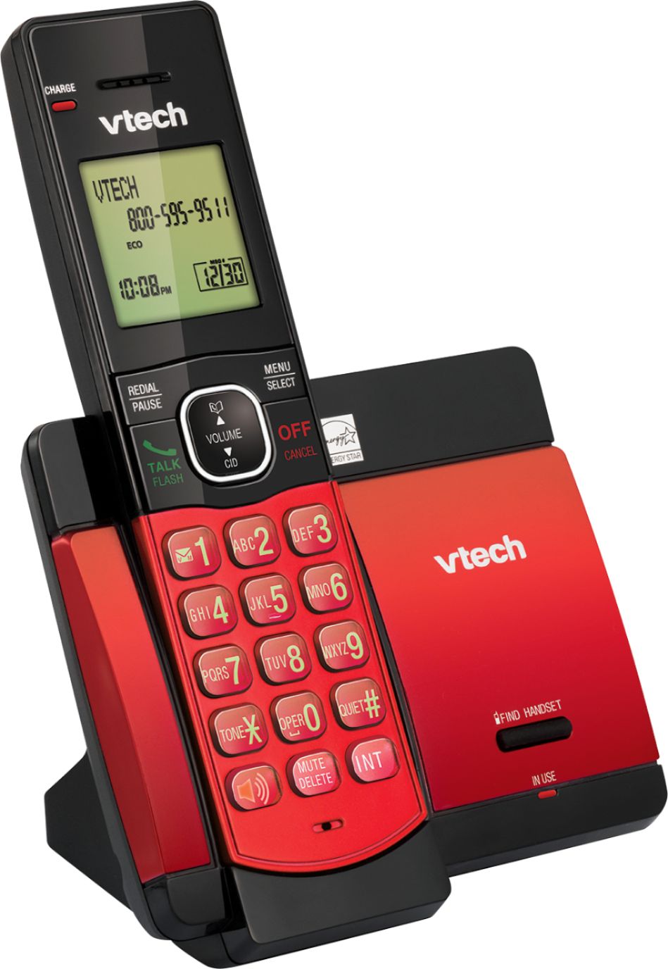 Angle View: VTech - CS5119-16 DECT 6.0 Expandable Cordless Phone System - Red