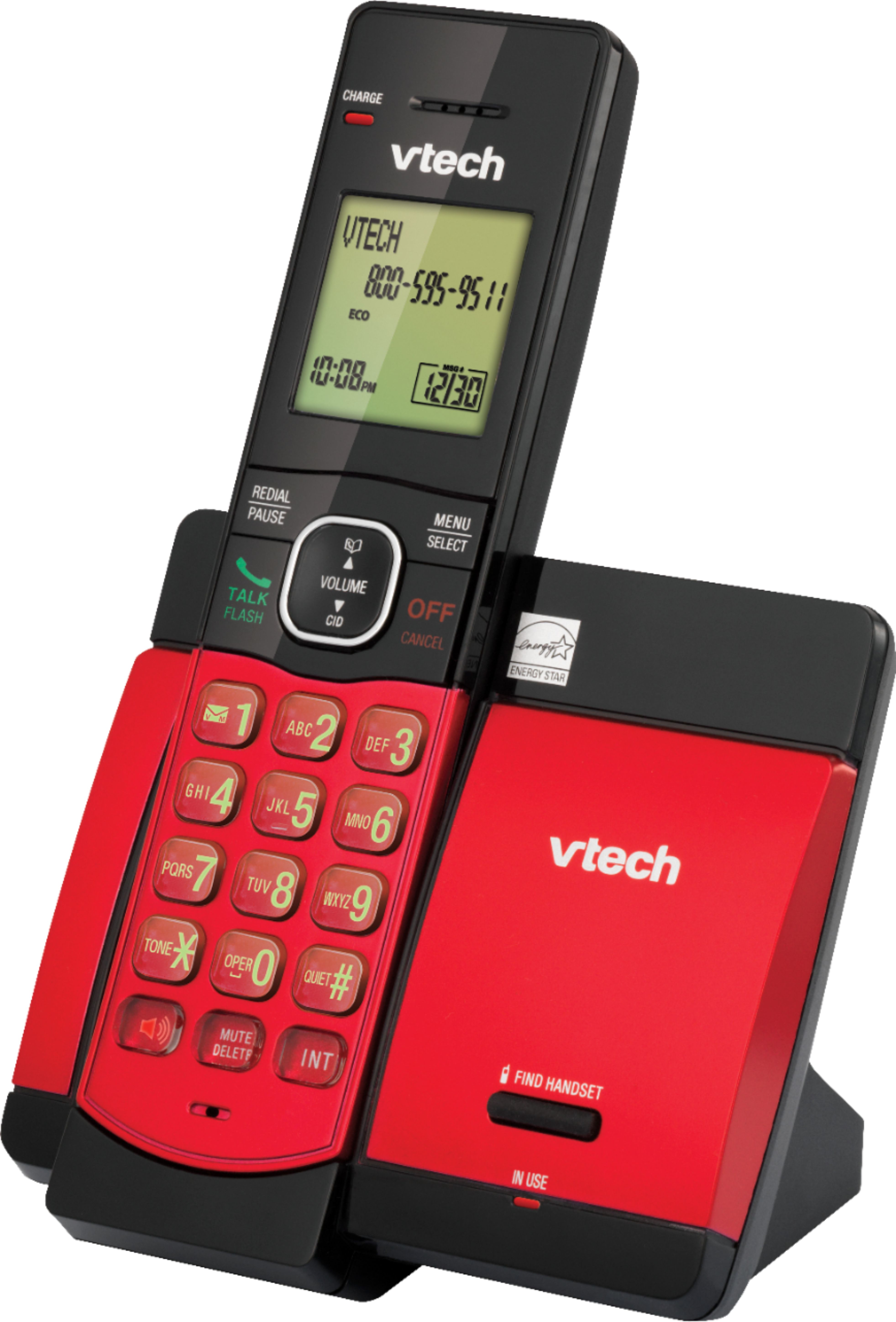 Left View: Vtech CS6114 1 Handset Cordless Phone- Caller ID, White