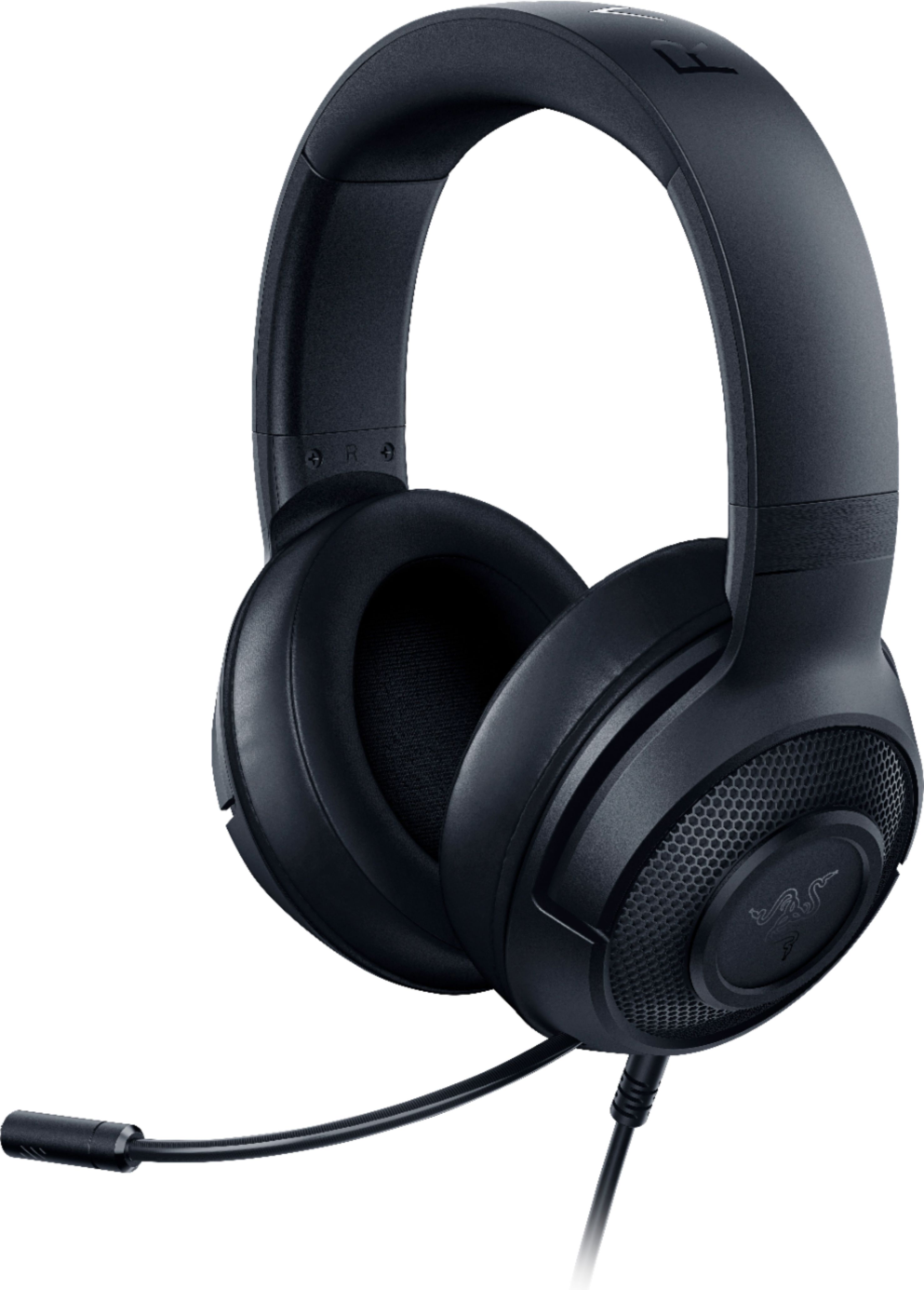 Angle View: Razer - Kraken X Wired 7.1 Surround Sound Gaming Headset for PC, PS4, PS5, Switch, Xbox X|S, and Xbox One - Black