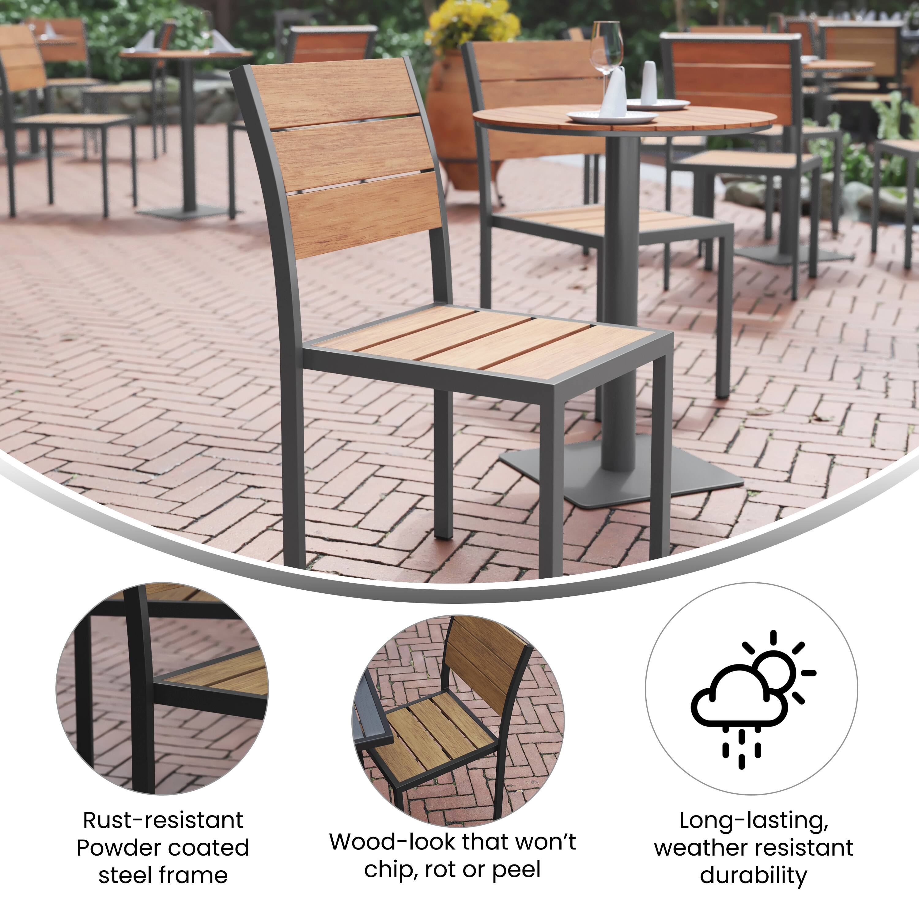 Rust-resistant Powder coated Wood-look that won't chip, rot or peel Long-lasting, weather resistant durability