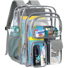 Pacoar Cade - Clear Backpack For School 18 Inch Extra Large Heavy Duty Bookbag See Through Pvc Transparent With 3 Front Pockets - Grey-Xl 2 Main Compartments & 3 Front Pockets