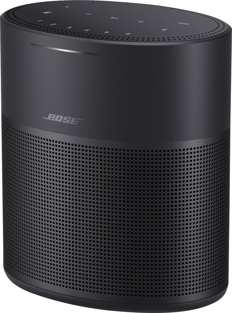 Left View: Bose - Home Speaker 300 Wireless Smart Speaker with Amazon Alexa and Google Assistant Voice Control - Triple Black