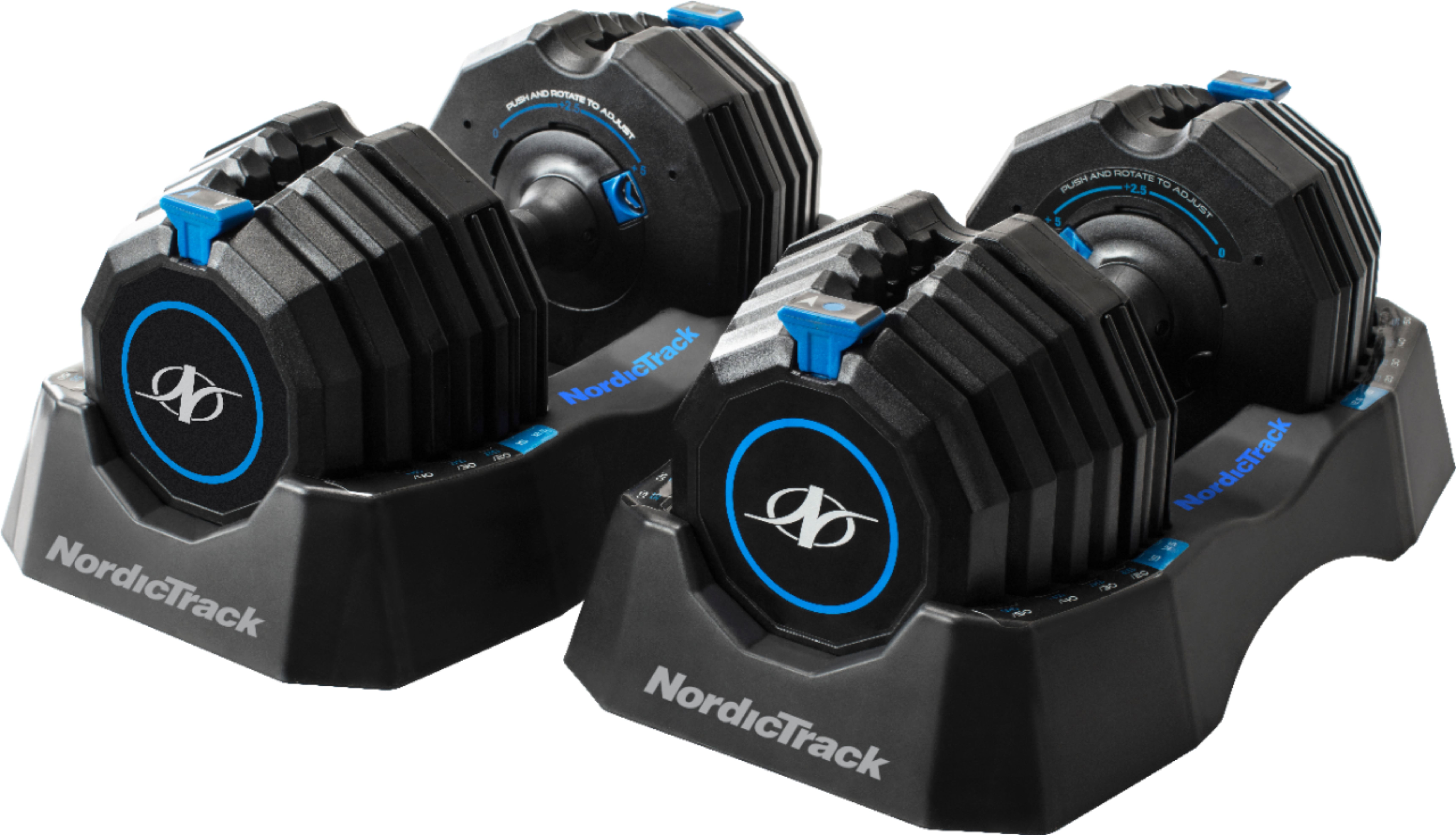 Left View: NordicTrack - 55 Lb. Select-A-Weight Dumbbell Set - Black