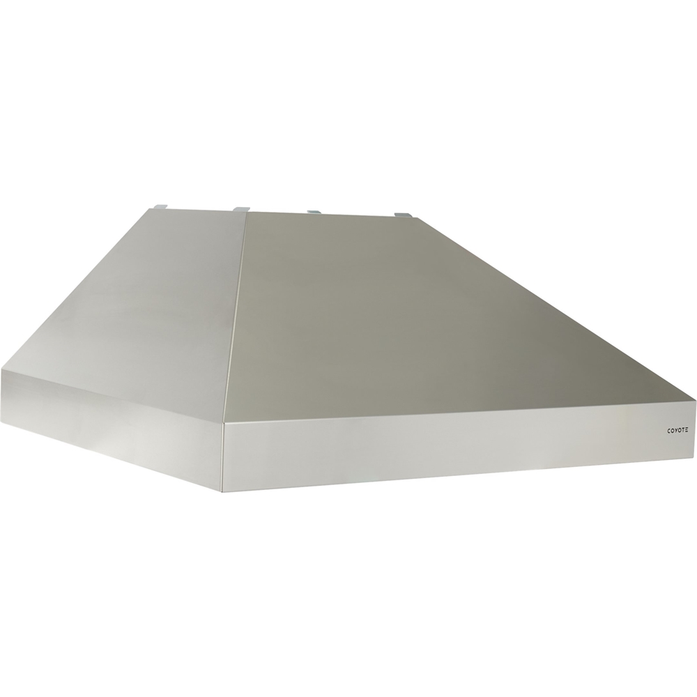 Left View: Coyote - Low Flue Cover for 8' to 8'6" Ceilings - Stainless Steel