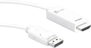j5create - 6' DisplayPort-to-HDMI Cable - White - Front_Zoom
