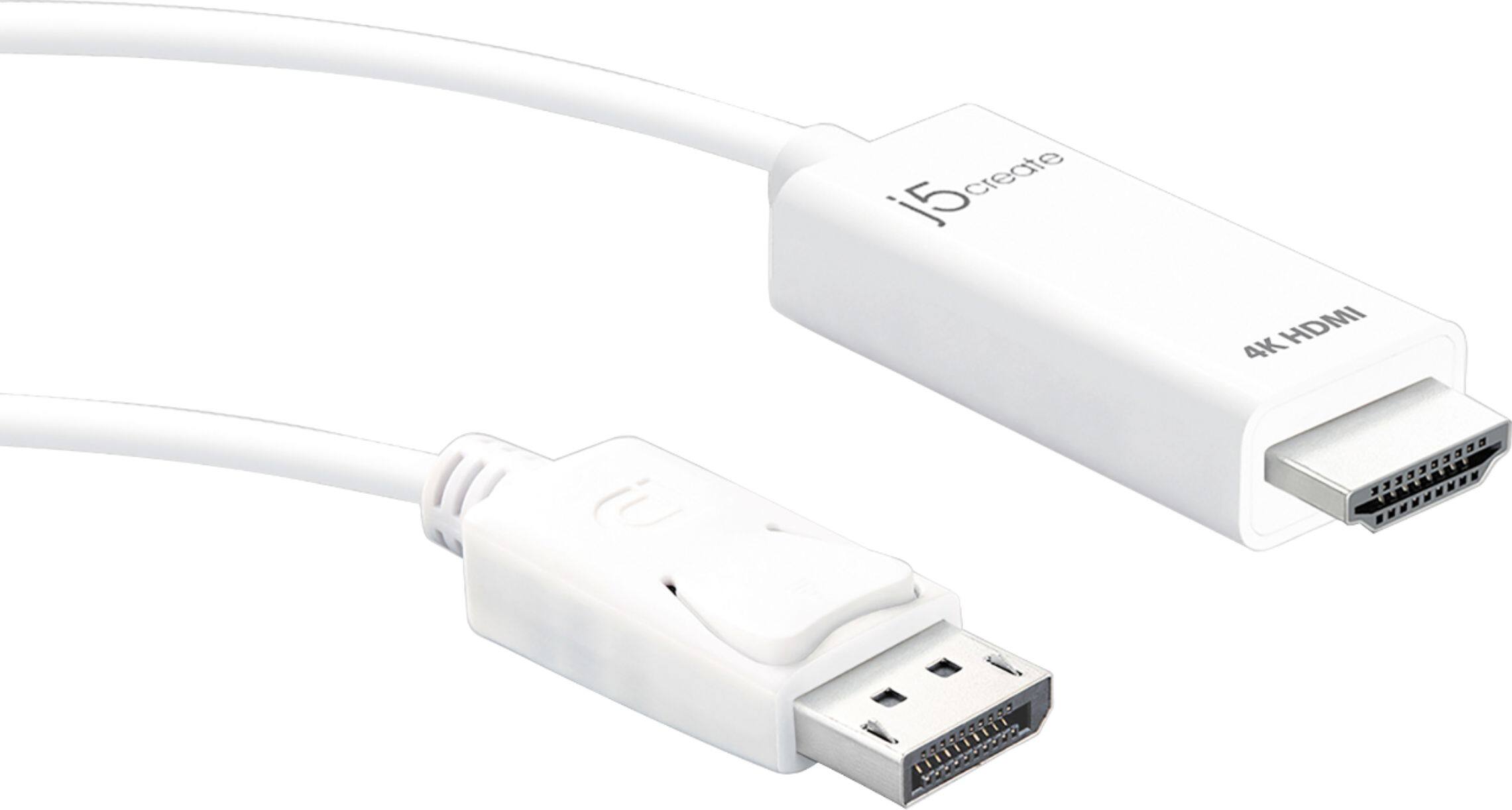 Front. j5create - 4K HDMI DisplayPort Cable - White.