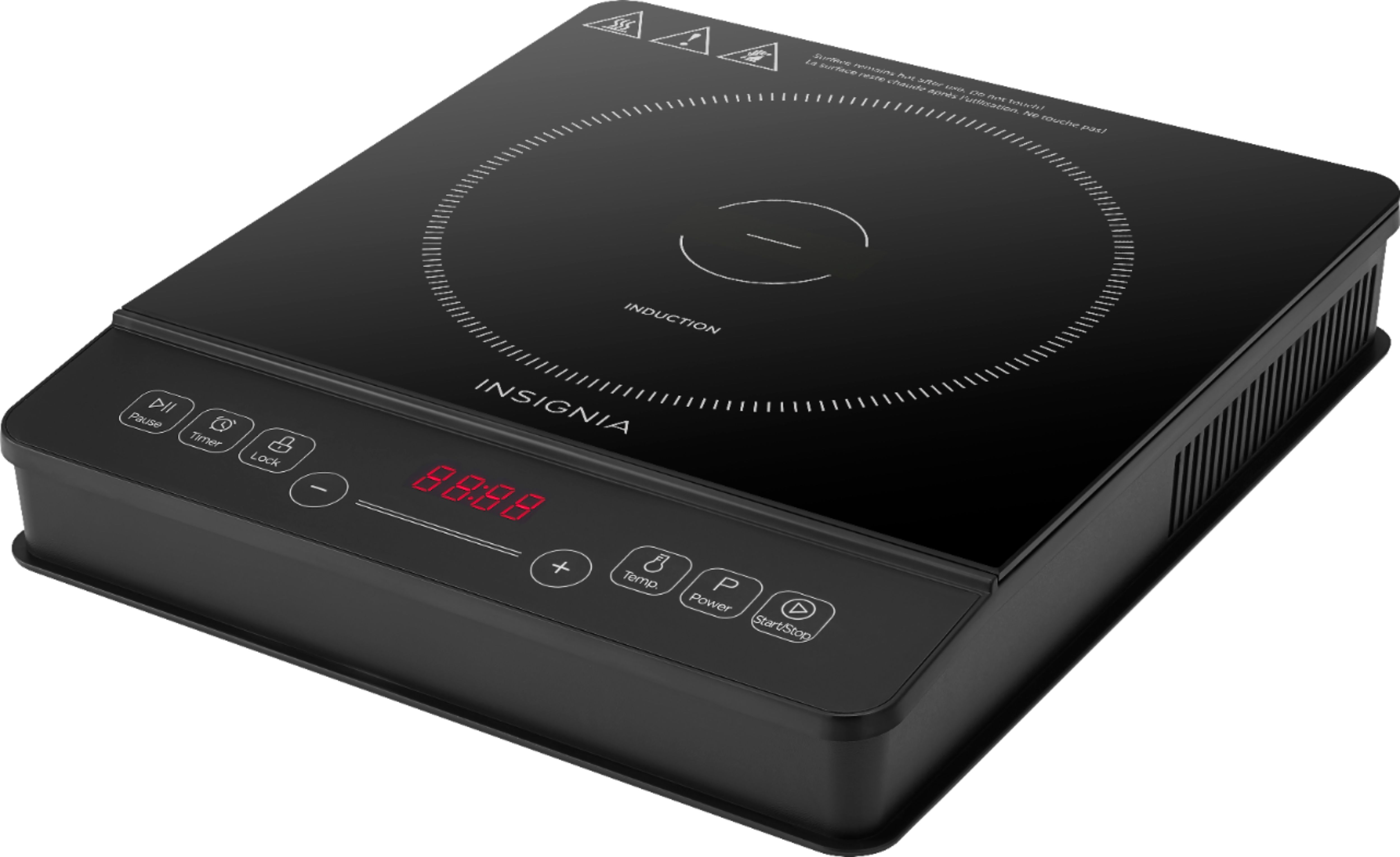 Angle View: GE - 30" Built-In Electric Cooktop - Stainless steel on black