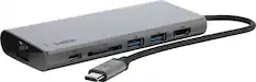 The text on the image reads "HDMI belkin PD SD 15A (PO)." This is a description of a device that features an HDMI port, a Belkin brand, and a power supply of 15 amps. The device is likely designed for charging and connecting electronic devices, such as smartphones or tablets, to a computer or other power source.
